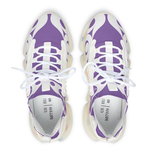 Women’s Stylin’ Light Purple Sneakers with White Wolf design by Joshua Watts