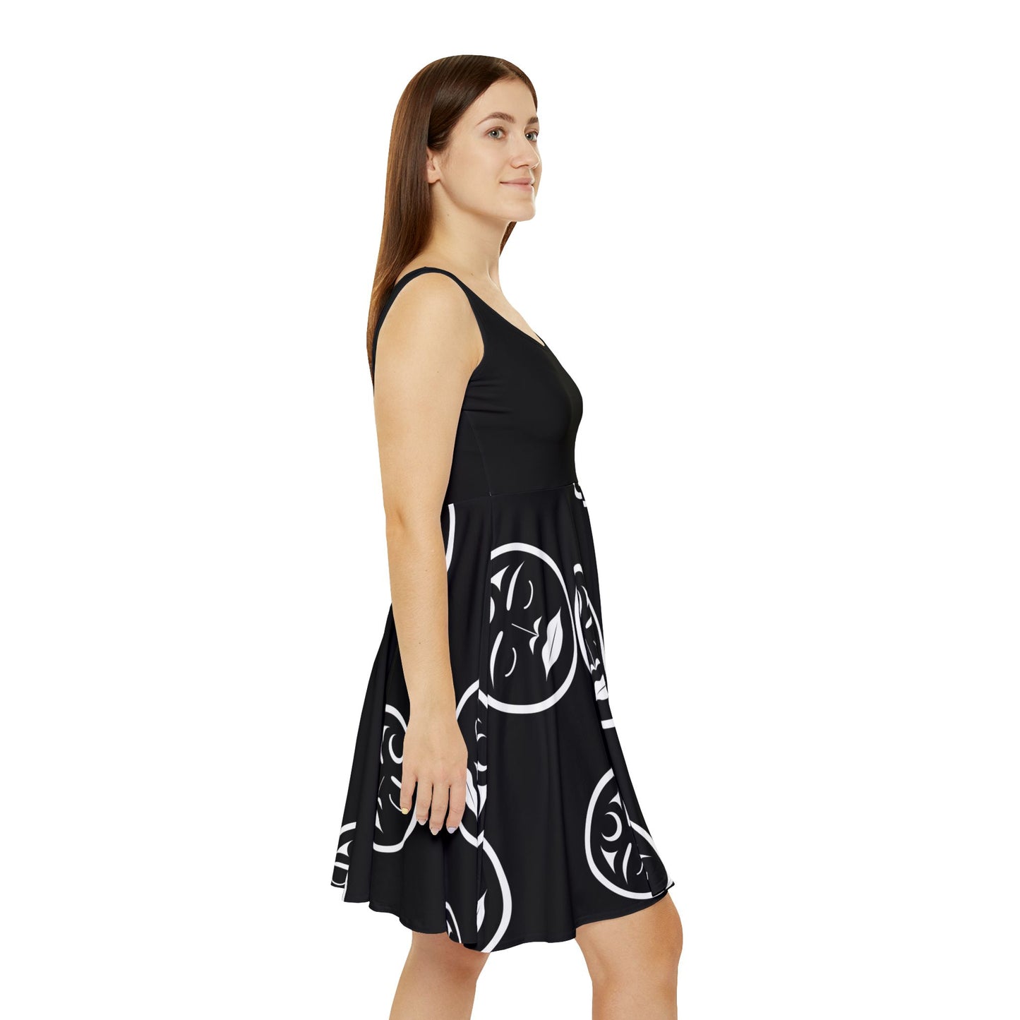 Black Skater Dress with Many Moons design by Joshua Watts