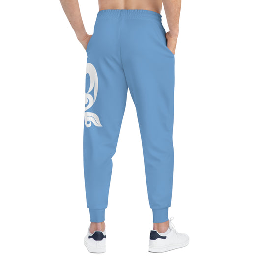 Unisex Sky Blue and White Athletic fit Joggers designed by Joshua watts