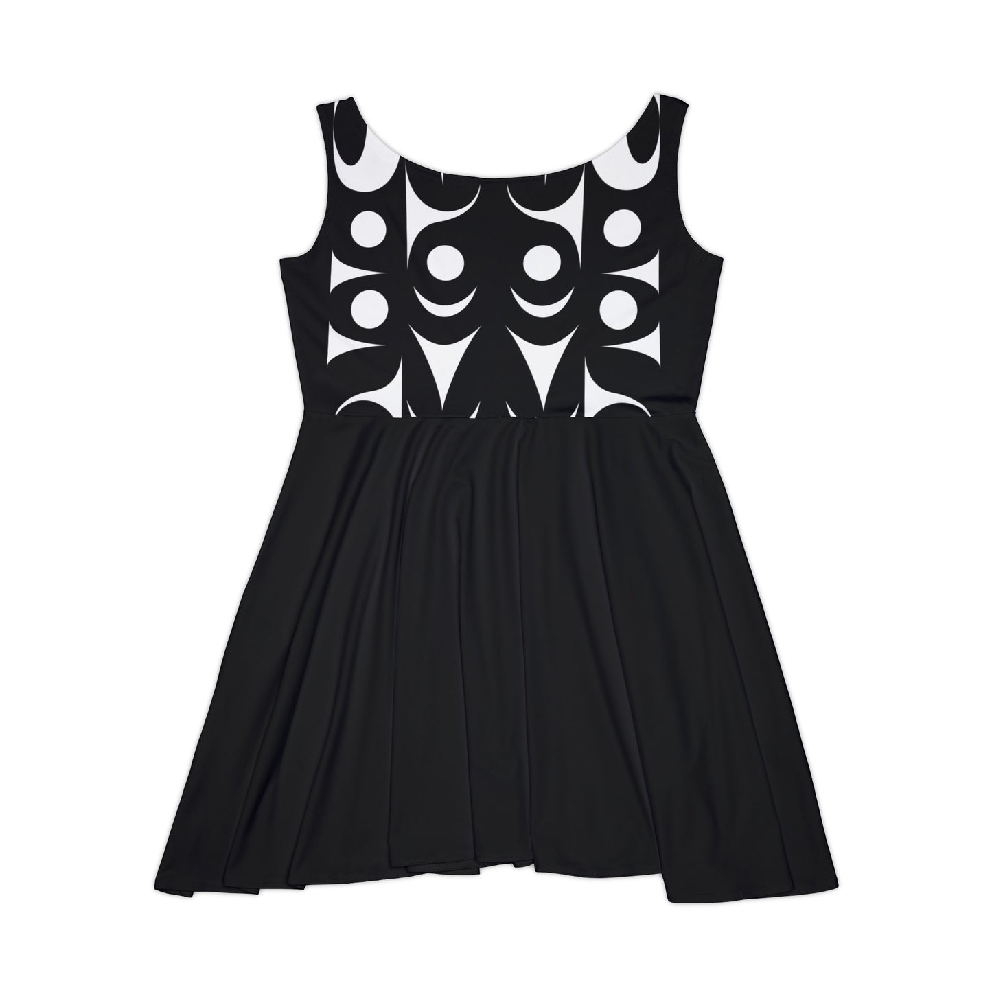 Black Skater Dress with an Abstract Salish design by Joshua Watts