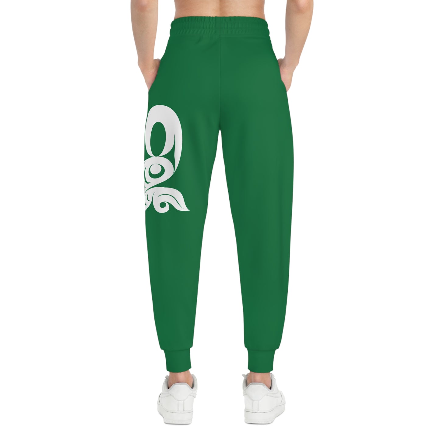 Unisex Green and White Athletic fit Joggers designed by Joshua watts