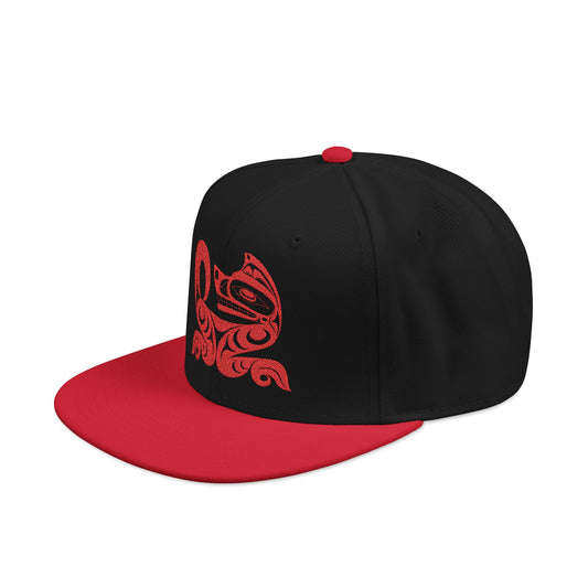 Embroidered Snapback Cap with Red Wolf design by Joshua Watts