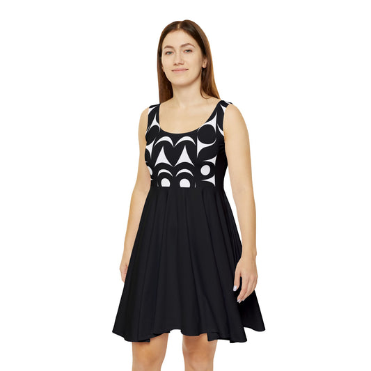 Black Skater Dress with an Abstract Salish design by Joshua Watts