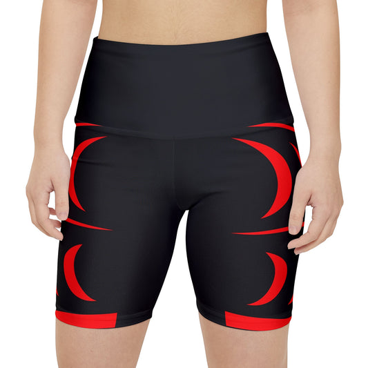Black Biker Shorts with Red Snake design by Joshua Watts