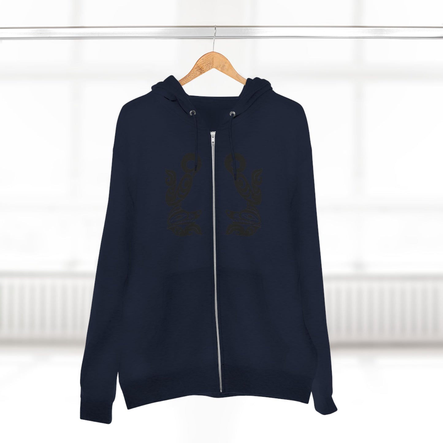 Unisex Zip Hoodie with “Tsuu-Baa-Asaxt Wolves” design by Joshua Watts