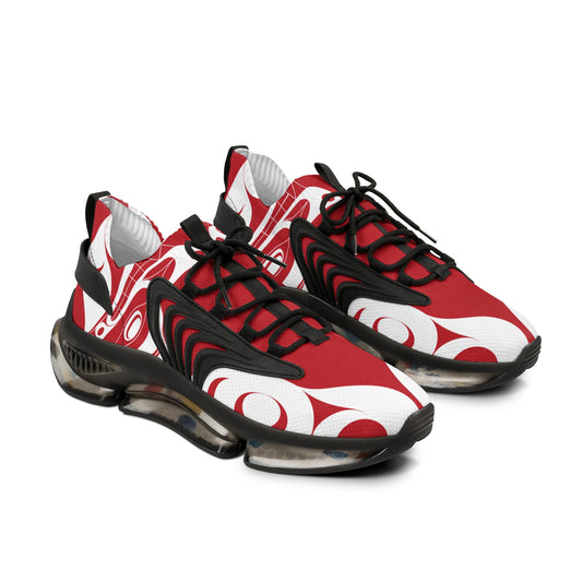 Men's Stylin’ Red Sneakers with White Wolf design by Joshua Watts