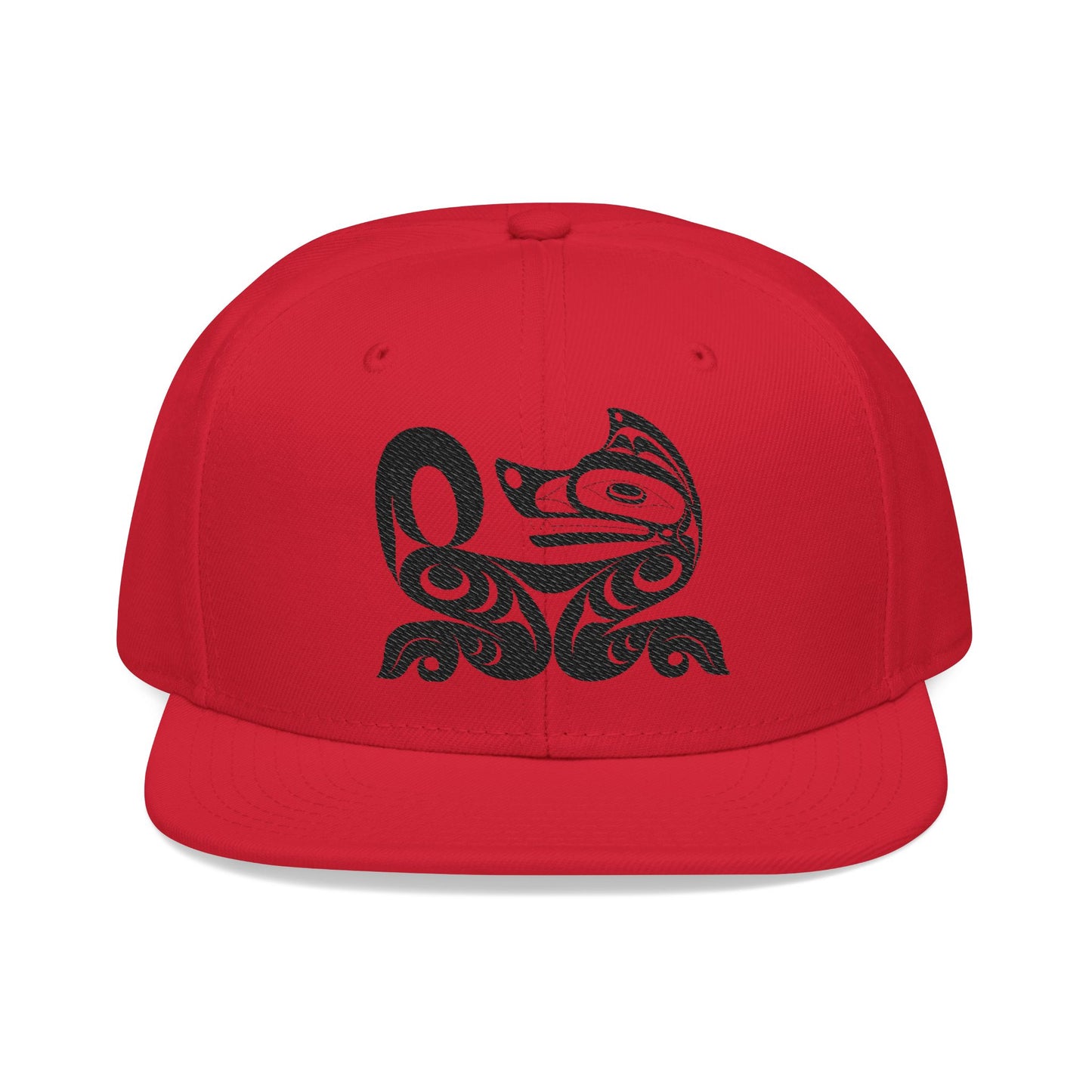 Embroidered Snapback Cap with Black Wolf design by Joshua Watts