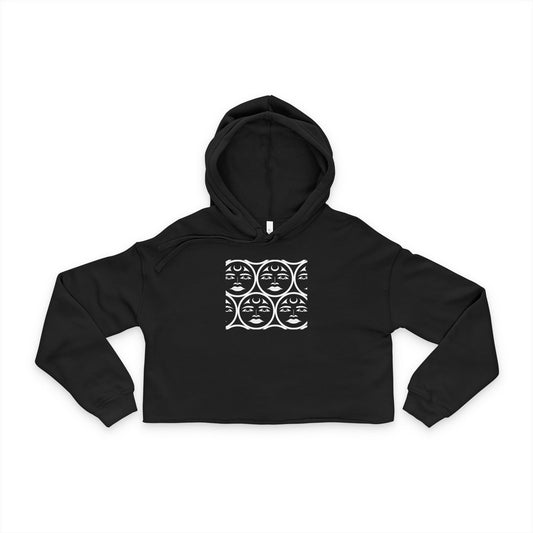 Women's Cropped Hoodie with “Many Moons” design by Joshua Watts