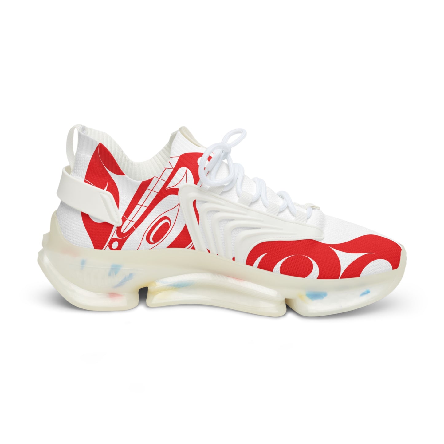 Men's Stylin’ White Sneakers with Red Wolf design by Joshua Watts