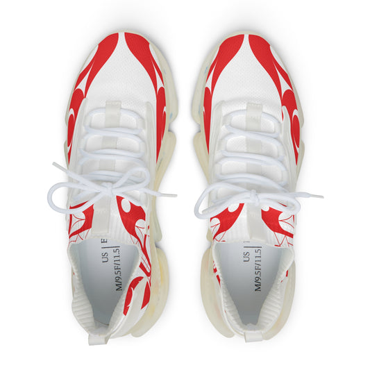 Men's Stylin’ White Sneakers with Red Wolf design by Joshua Watts