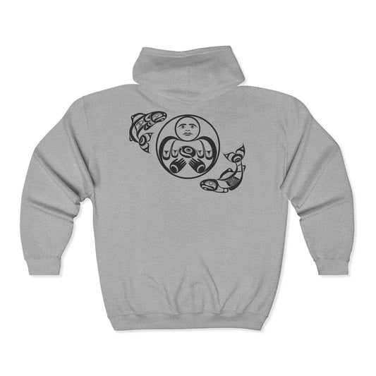 Unisex Zip Hoodie with “Hishuk’ish Tsawak” design by Joshua Watts