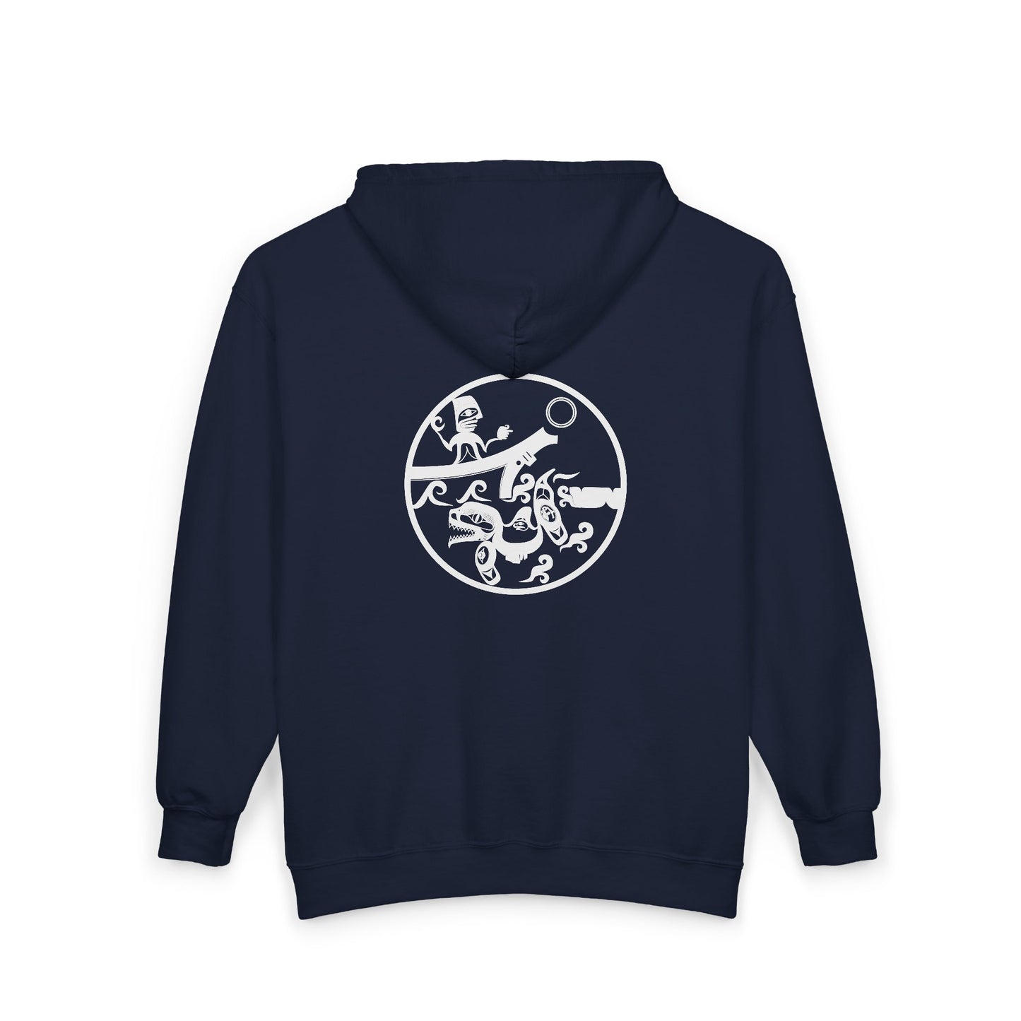 Unisex Zip Hoodie with White “Observing” design by Joshua Watts