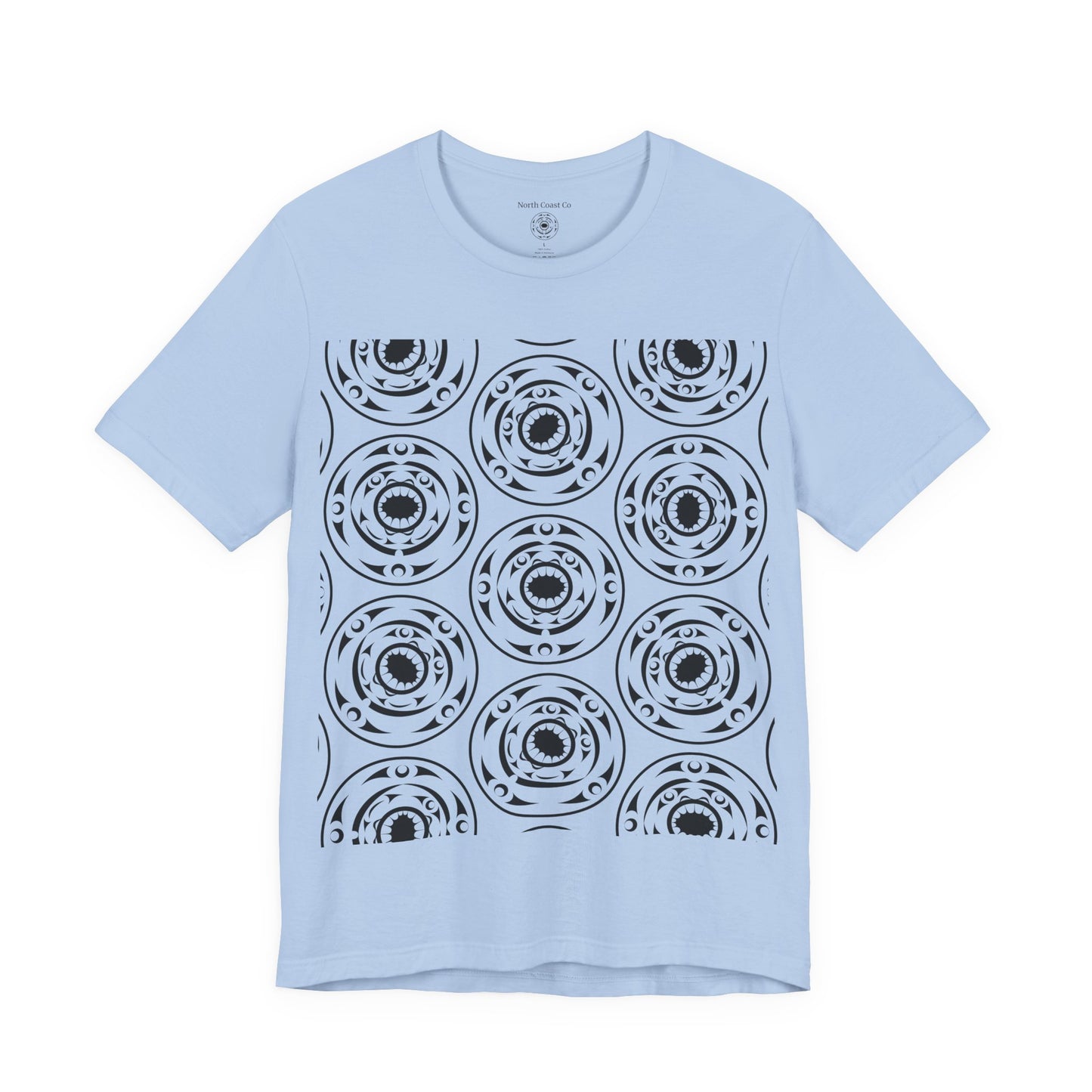 Unisex T-shirt featuring black and white "Life and Death“ design pattern by Joshua Watts