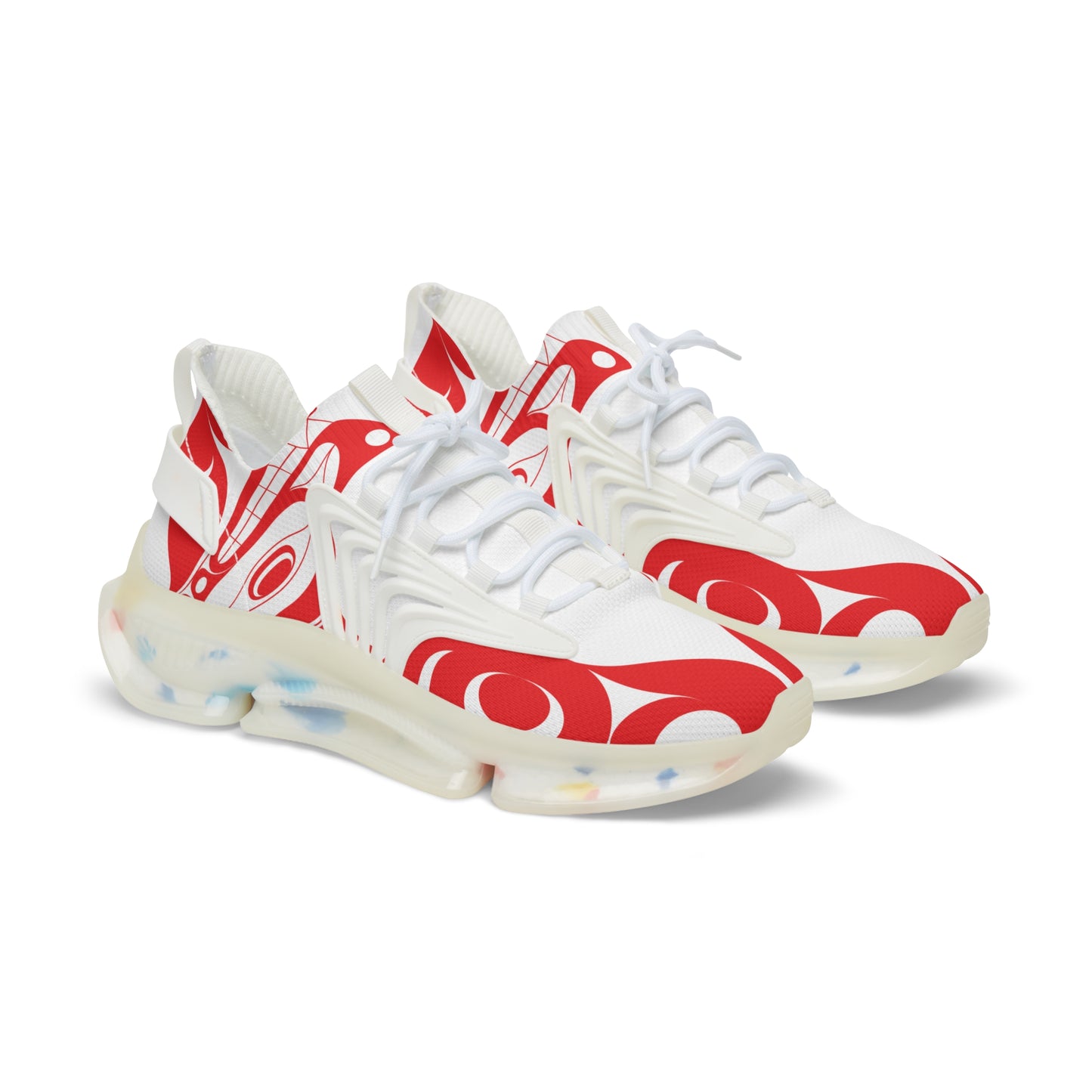 Men's Stylin’ White Sneakers with Red Wolf design by Joshua Watts