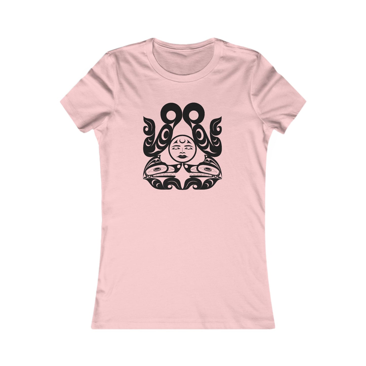 Women’s fit T-Shirt with black and white “Tsuu-Baa-Asaxt Wolves” design by Joshua Watts