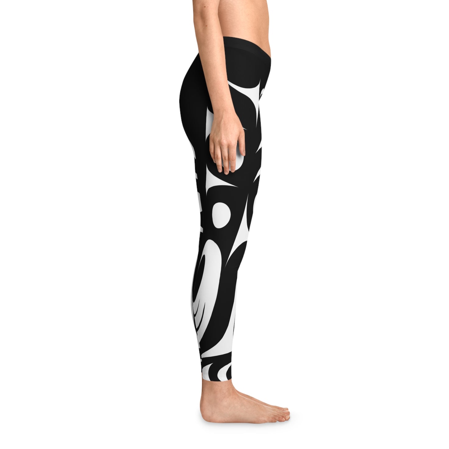 Black and White Abstract Salish wing Legging designed by Joshua Watts