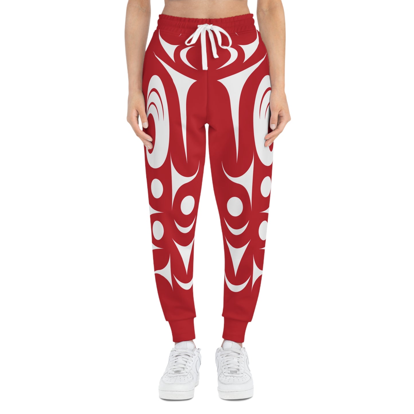 Unisex Red and White Athletic joggers designed by Joshua Watts