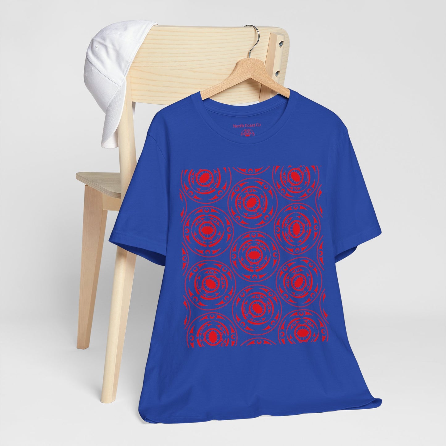 Unisex T-Shirt with red “Life and Death” pattern design by Joshua Watts