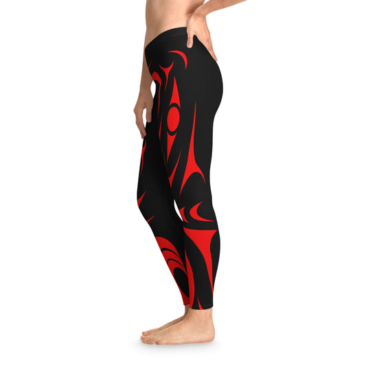 Black and Red Thunderbird Leggings designed by Joshua Watts
