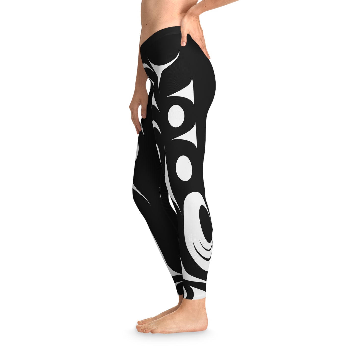 Black and White Abstract Salish wing Legging designed by Joshua Watts