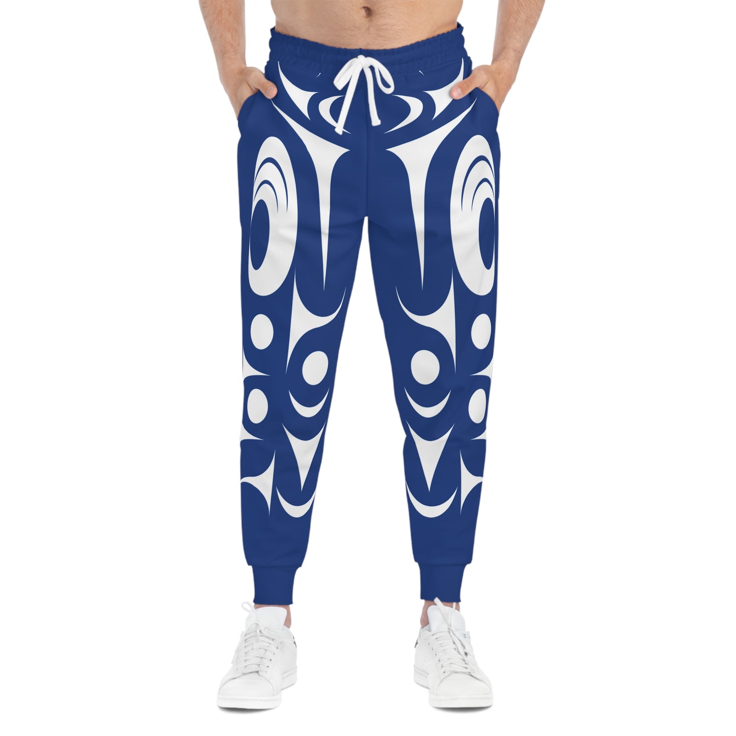 Unisex Blue and White Athletic joggers designed by Joshua Watts