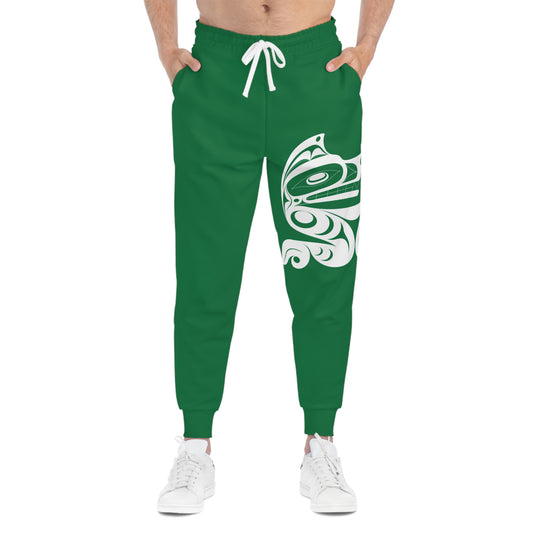Unisex Green and White Athletic fit Joggers designed by Joshua watts