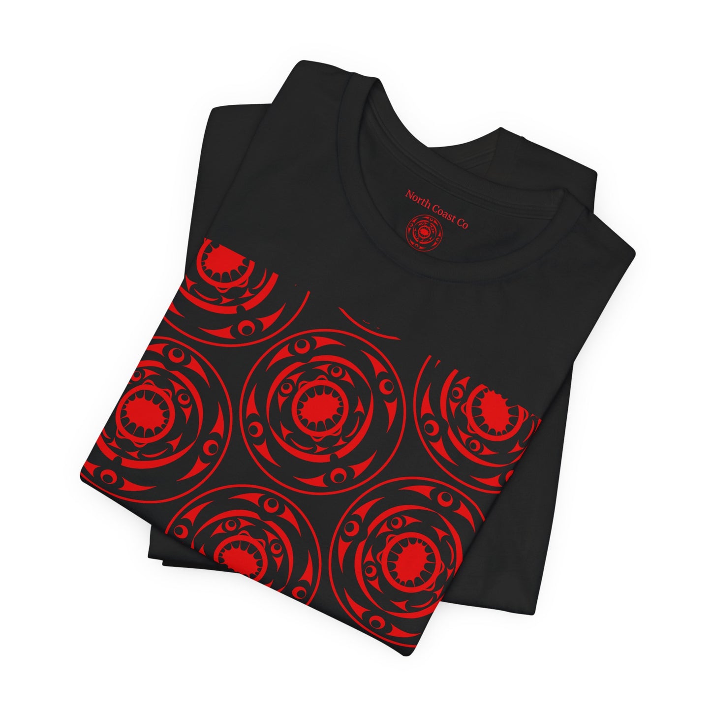 Unisex T-Shirt with red “Life and Death” pattern design by Joshua Watts