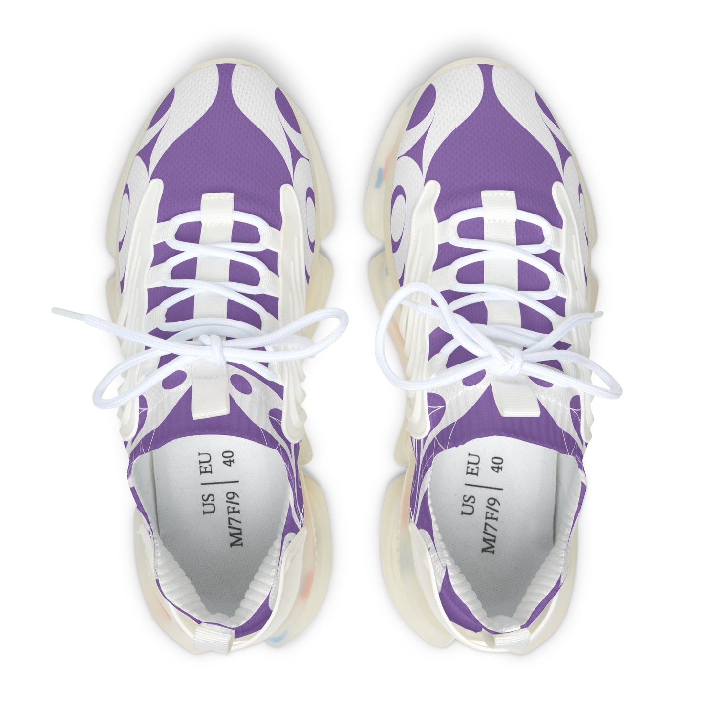 Women’s  Stylin’ Light Purple Sneakers with White Wolf design by Joshua Watts