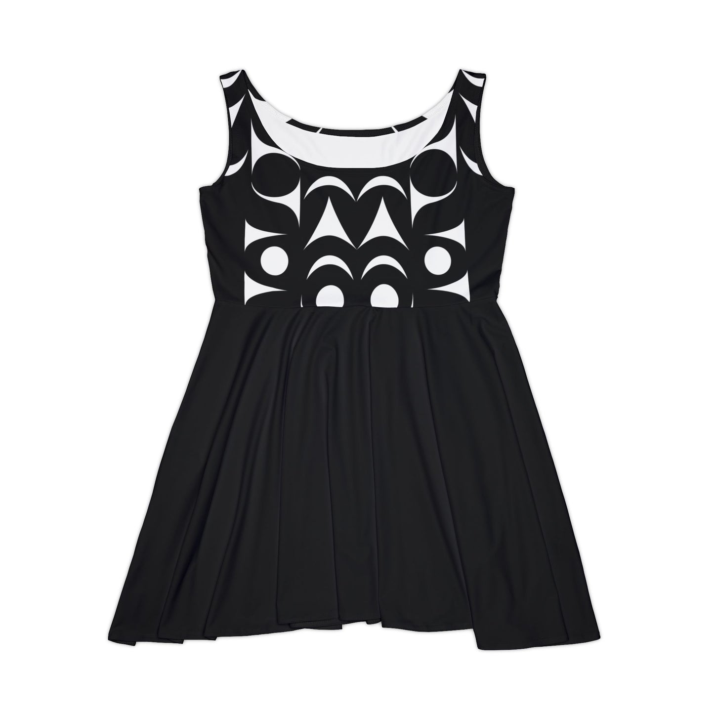 Black Skater Dress with an Abstract Salish design by Joshua Watts