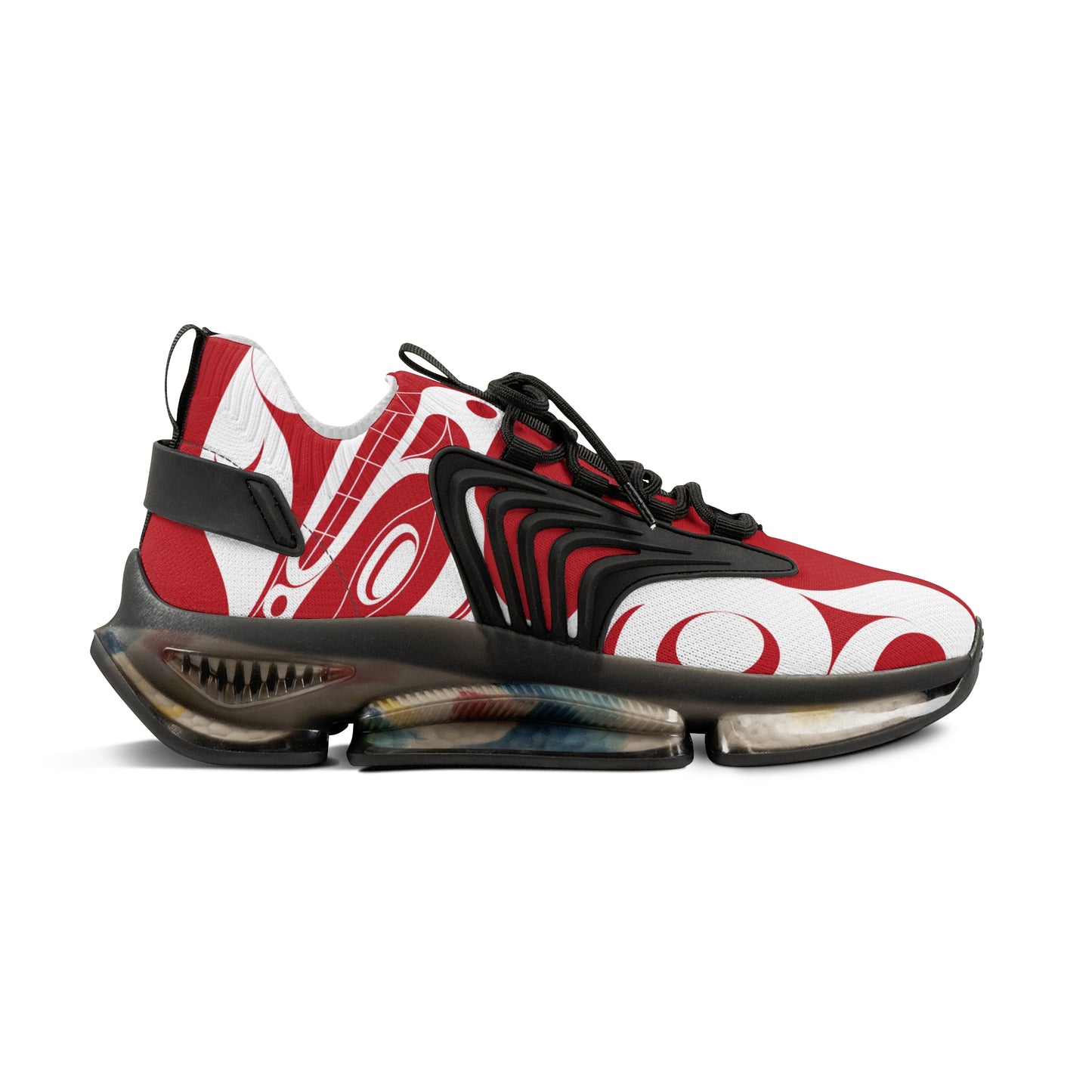 Men's Stylin’ Red Sneakers with White Wolf design by Joshua Watts