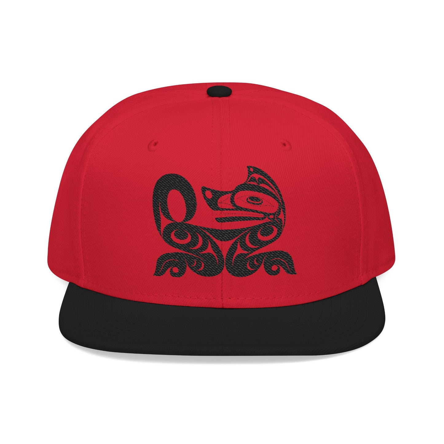 Embroidered Snapback Cap with Black Wolf design by Joshua Watts