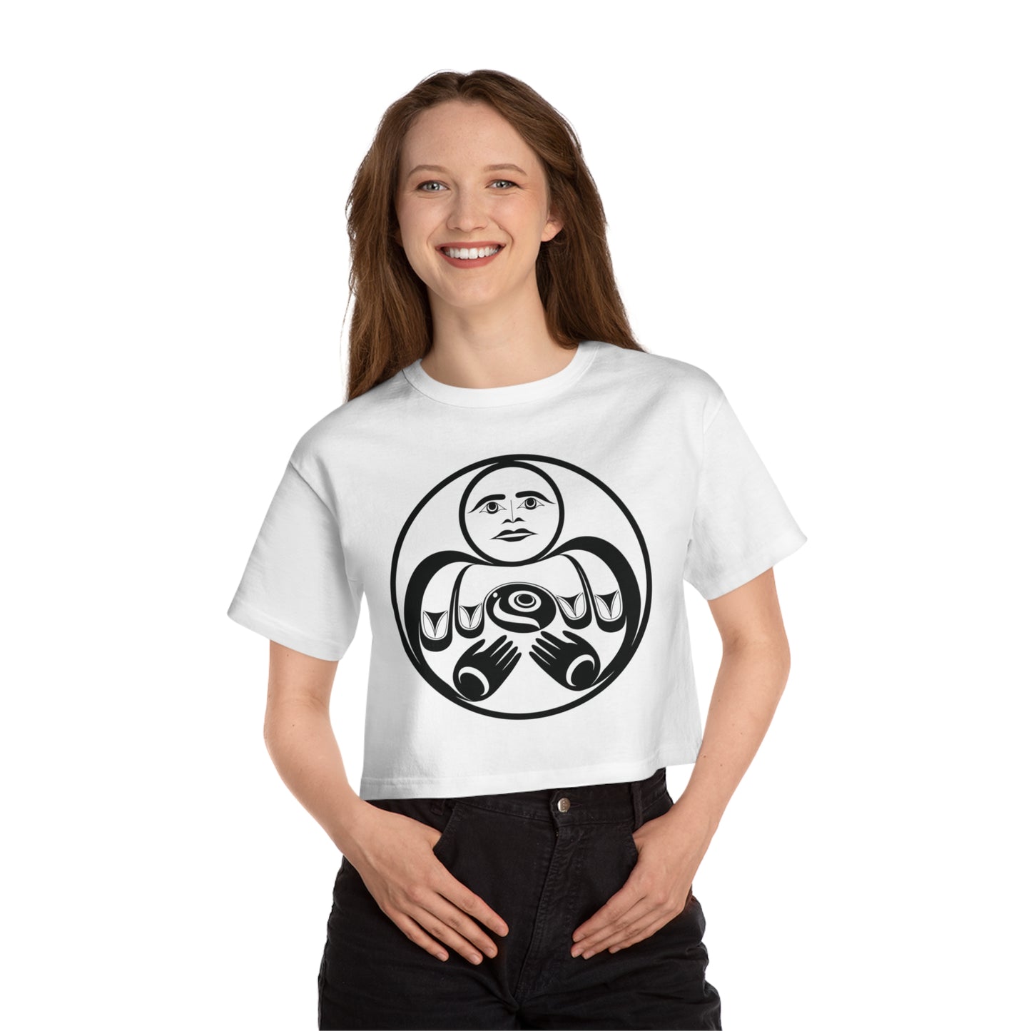 Cropped Tee with “Hishuk Ish Tsawalk” design by Joshua Watts
