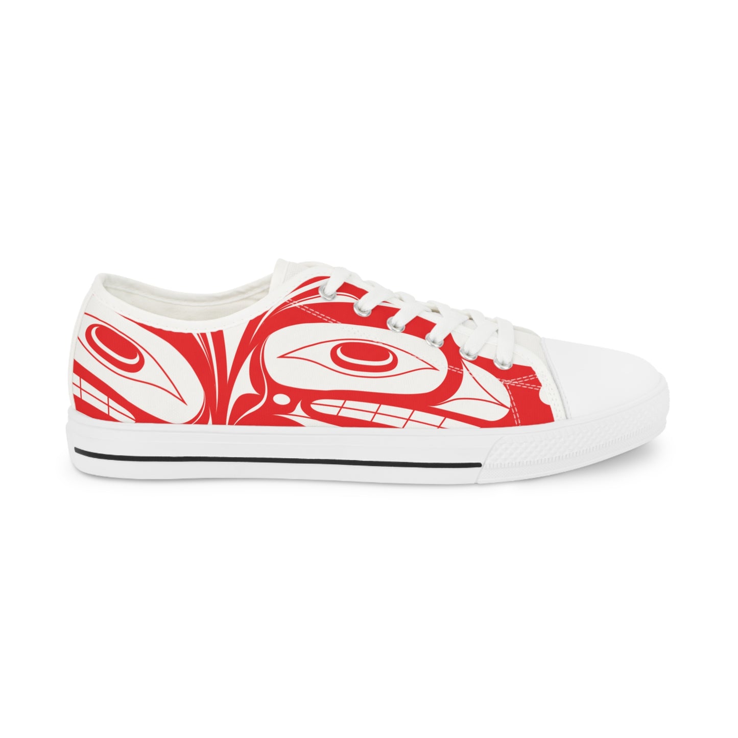Men's White Low Top shoes with Red Wolf design by Joshua Watts
