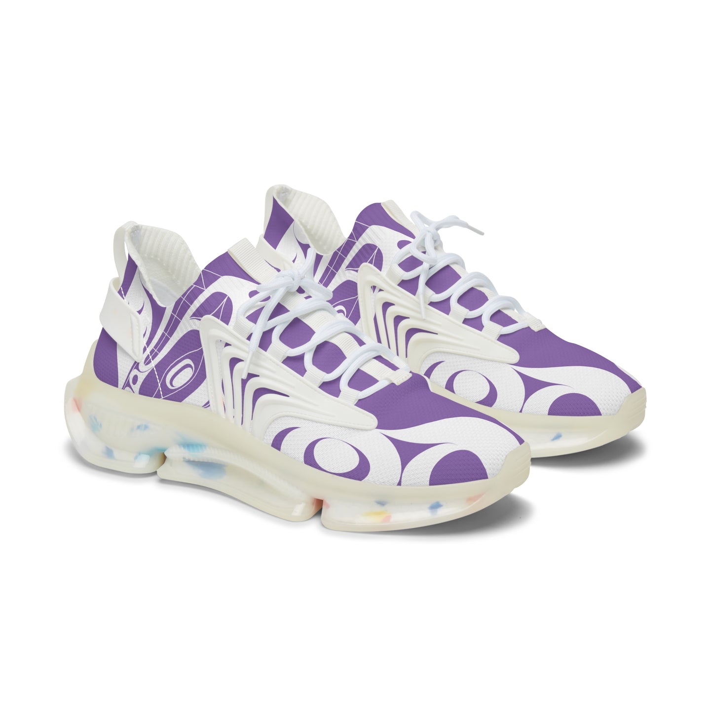 Women’s  Stylin’ Light Purple Sneakers with White Wolf design by Joshua Watts