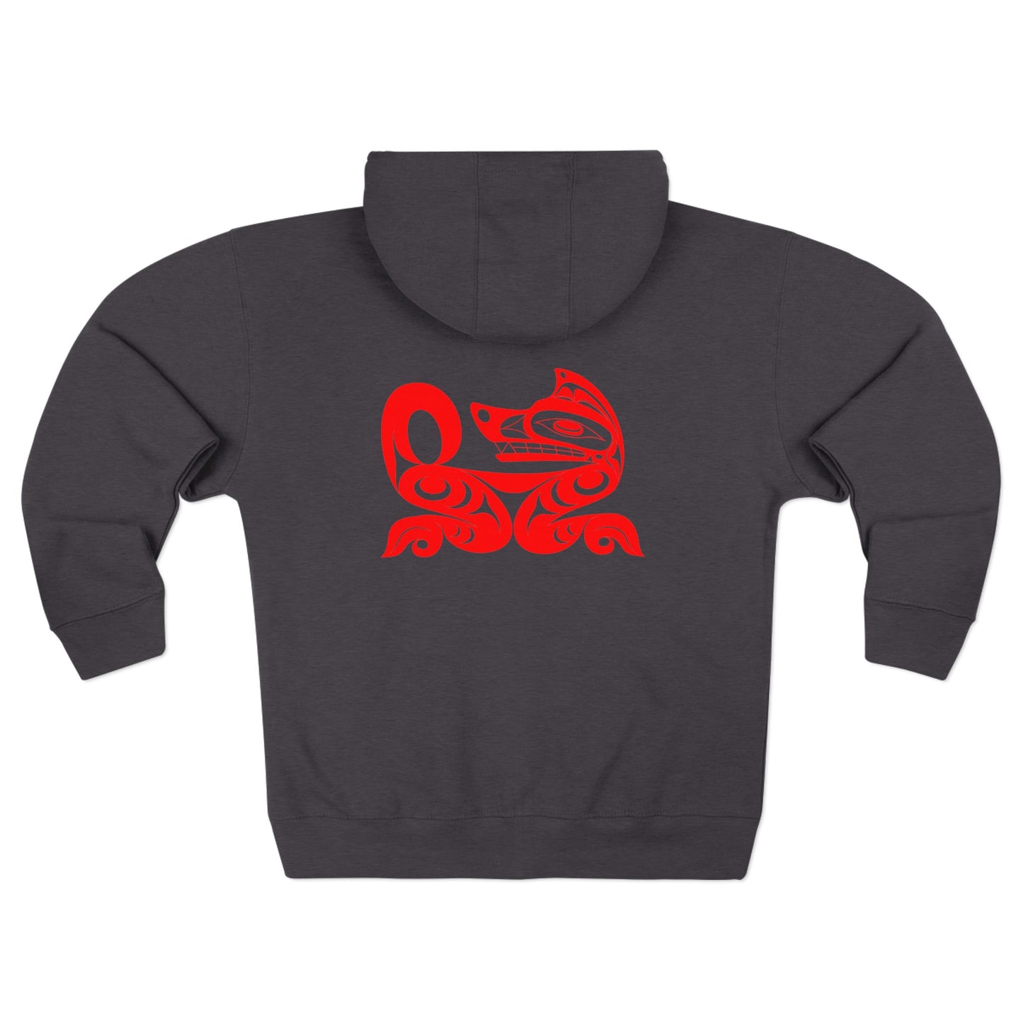 Black Unisex Zip Hoodie with “ Red Wolf” design by Joshua Watts