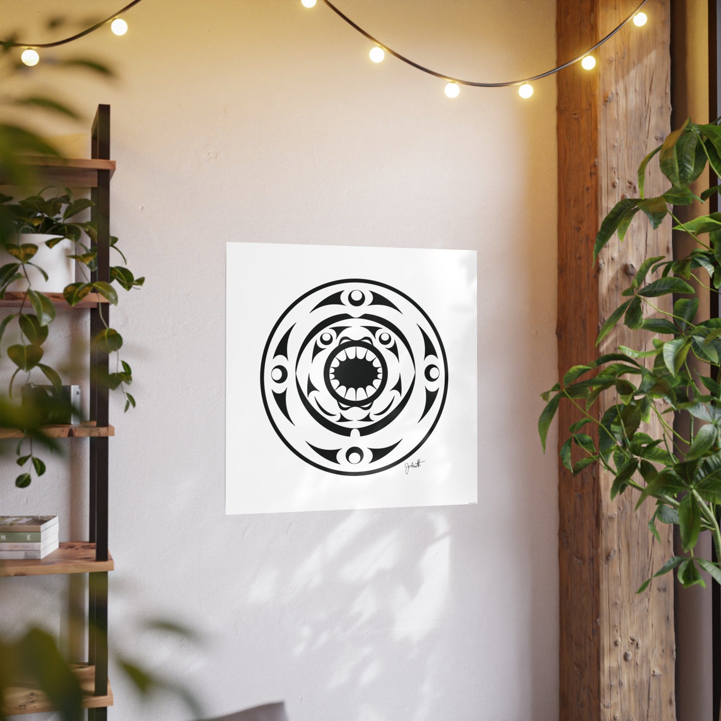Tribal Shark Mandala Poster — Black Graphic Photo Art Print