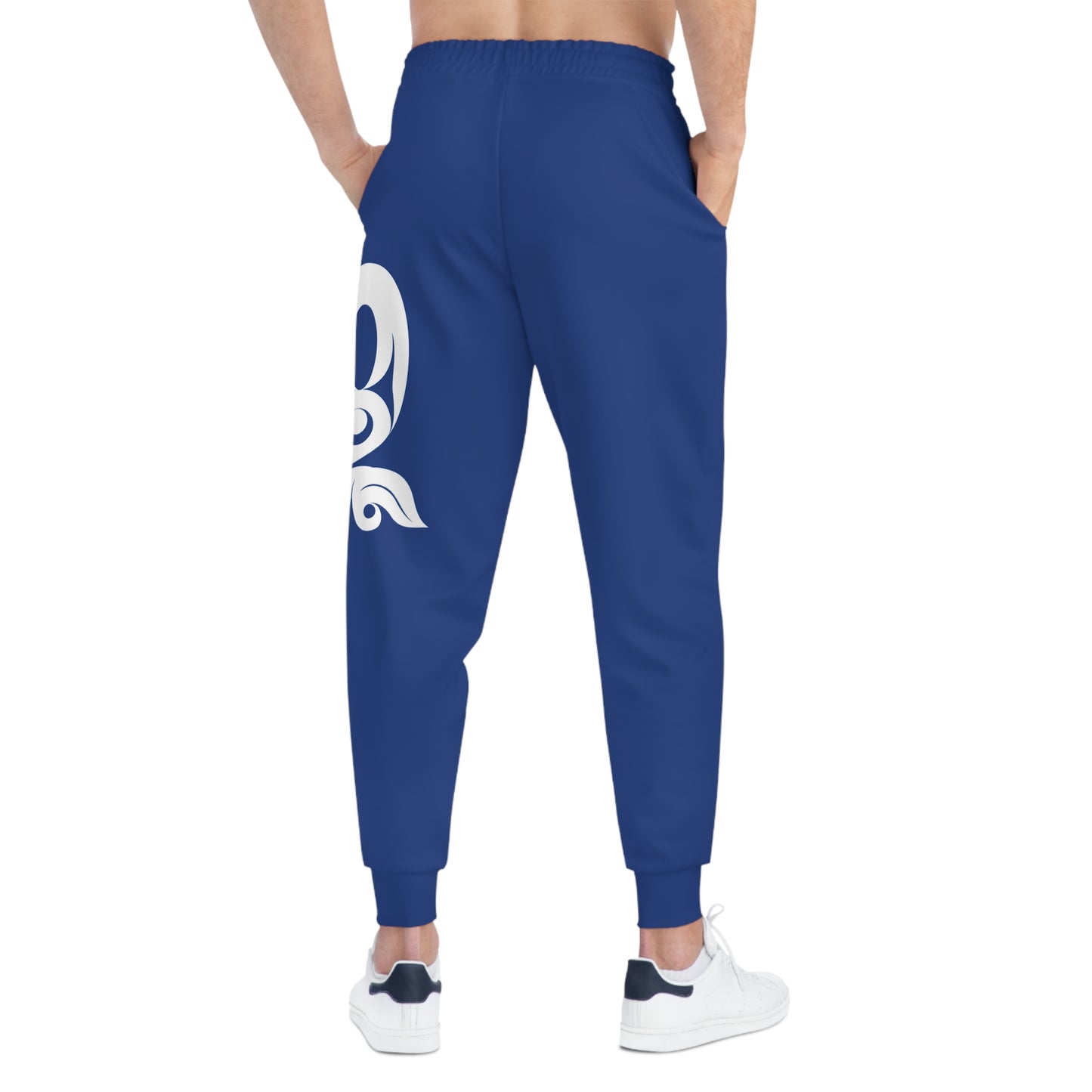 Unisex Dark Blue and White Athletic fit Joggers designed by Joshua watts