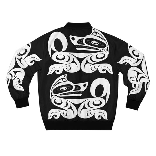 Unisex White Wolf Bomber Jacket designed by Joshua Watts