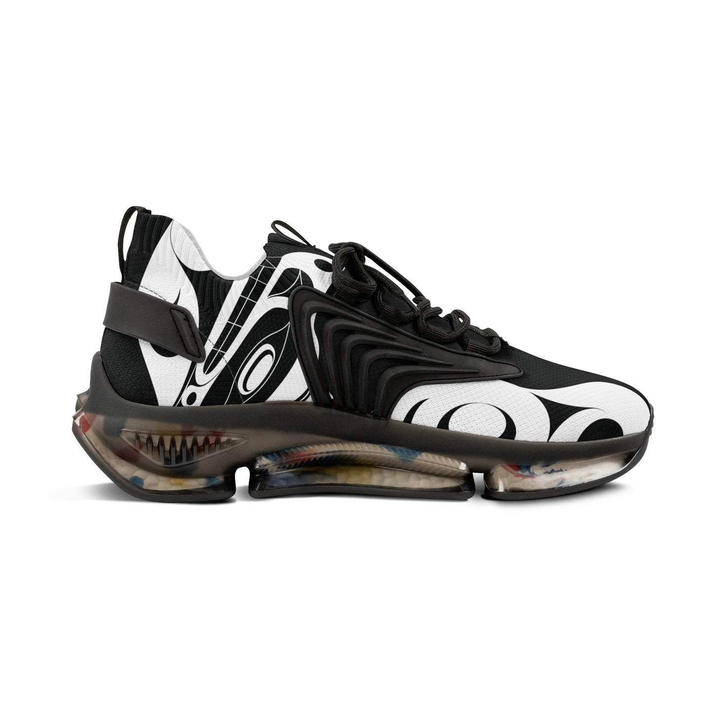 Men's Stylin’ Black Sneakers with White Wolf design by Joshua Watts