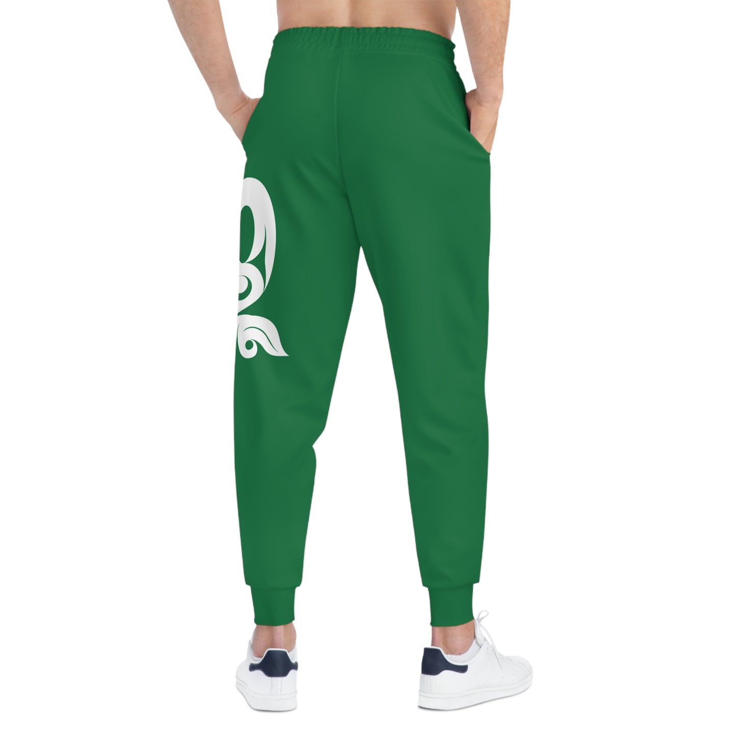Unisex Green and White Athletic fit Joggers designed by Joshua watts