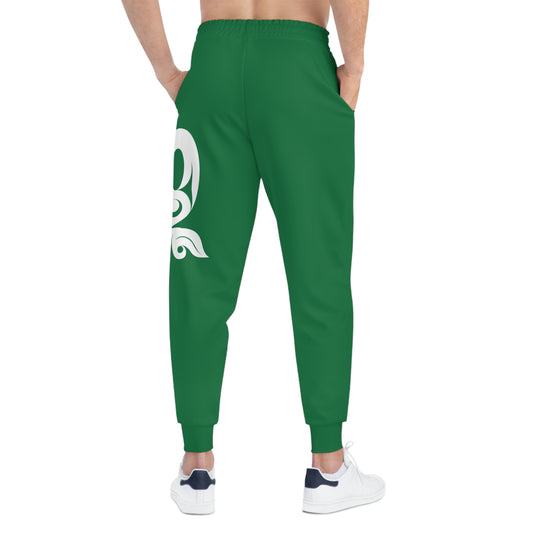 Unisex Green and White Athletic fit Joggers designed by Joshua watts