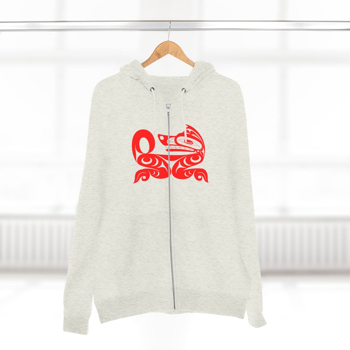 Black Unisex Zip Hoodie with “ Red Wolf” design by Joshua Watts