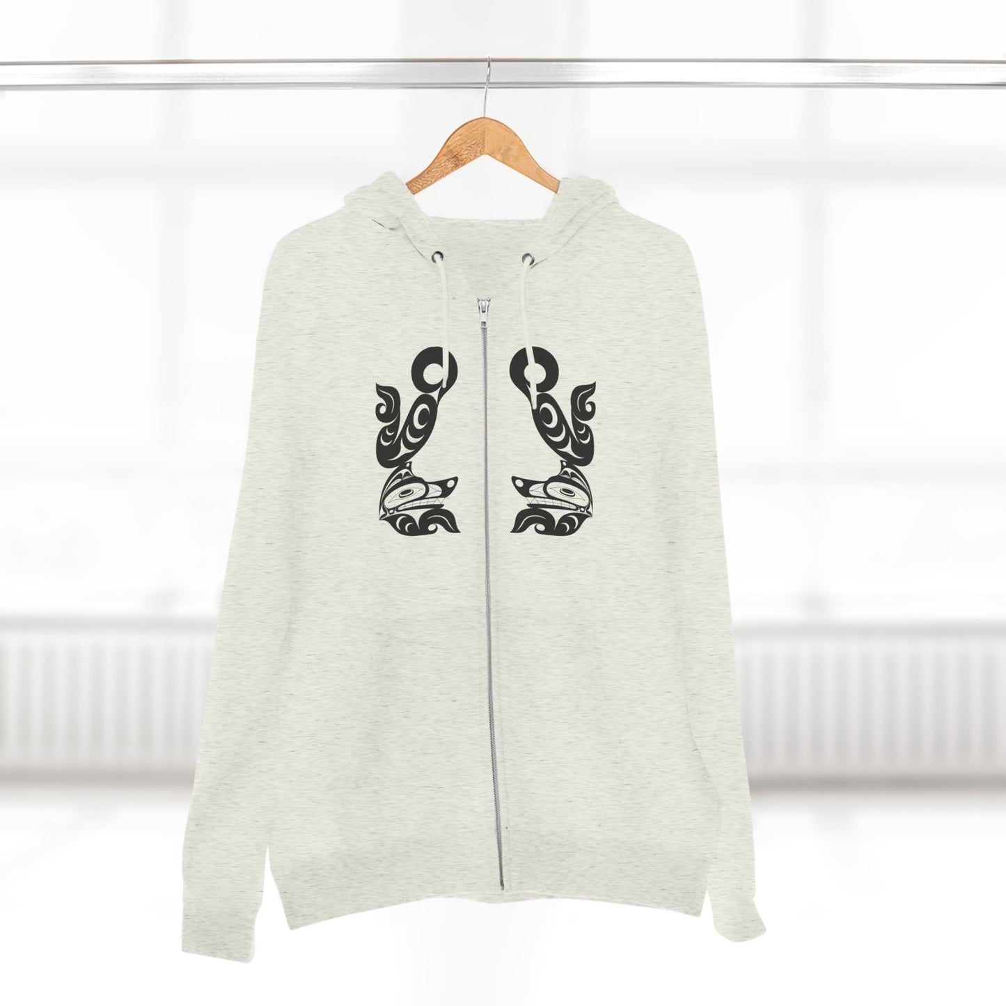 Unisex Zip Hoodie with “Tsuu-Baa-Asaxt Wolves” design by Joshua Watts