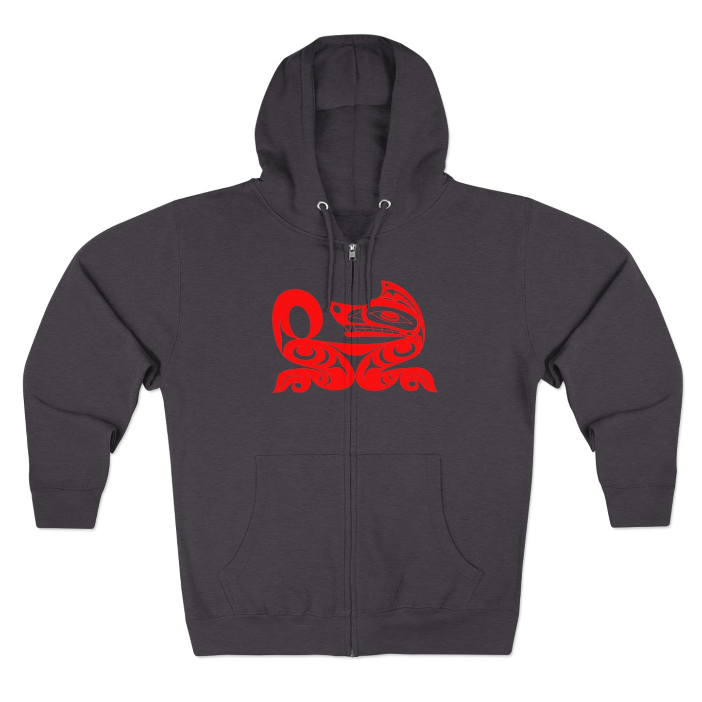 Black Unisex Zip Hoodie with “ Red Wolf” design by Joshua Watts