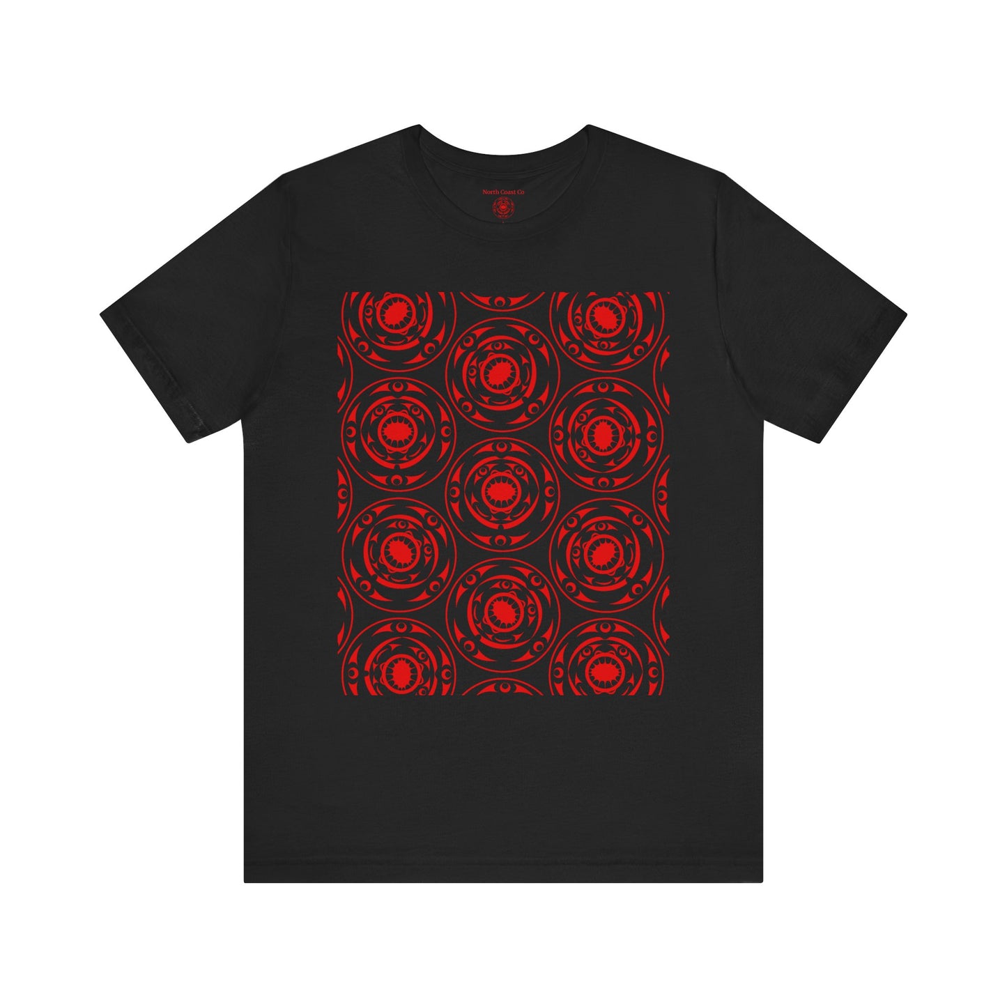 Unisex T-Shirt with red “Life and Death” pattern design by Joshua Watts