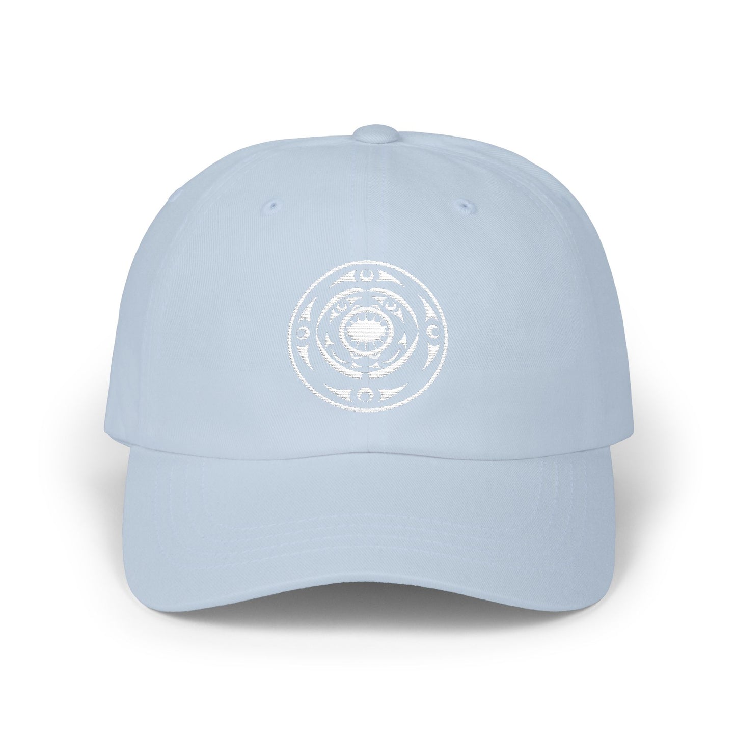 Distressed Coastal Wave Dad Cap — Beige Embroidered Circle Logo Hat