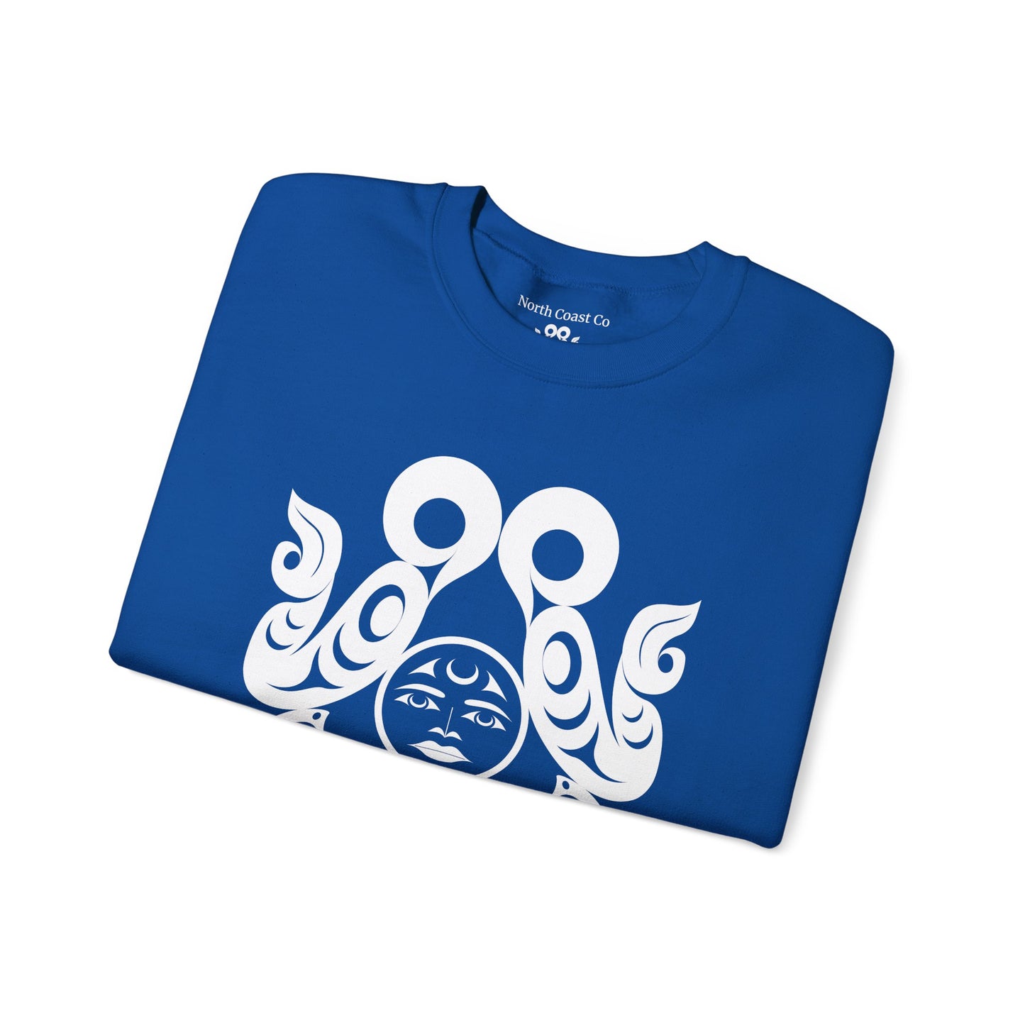 Unisex Crewneck Pullover sweatshirt with White “Tsuu-Baa-Asaxt Wolves” design by Joshua Watts