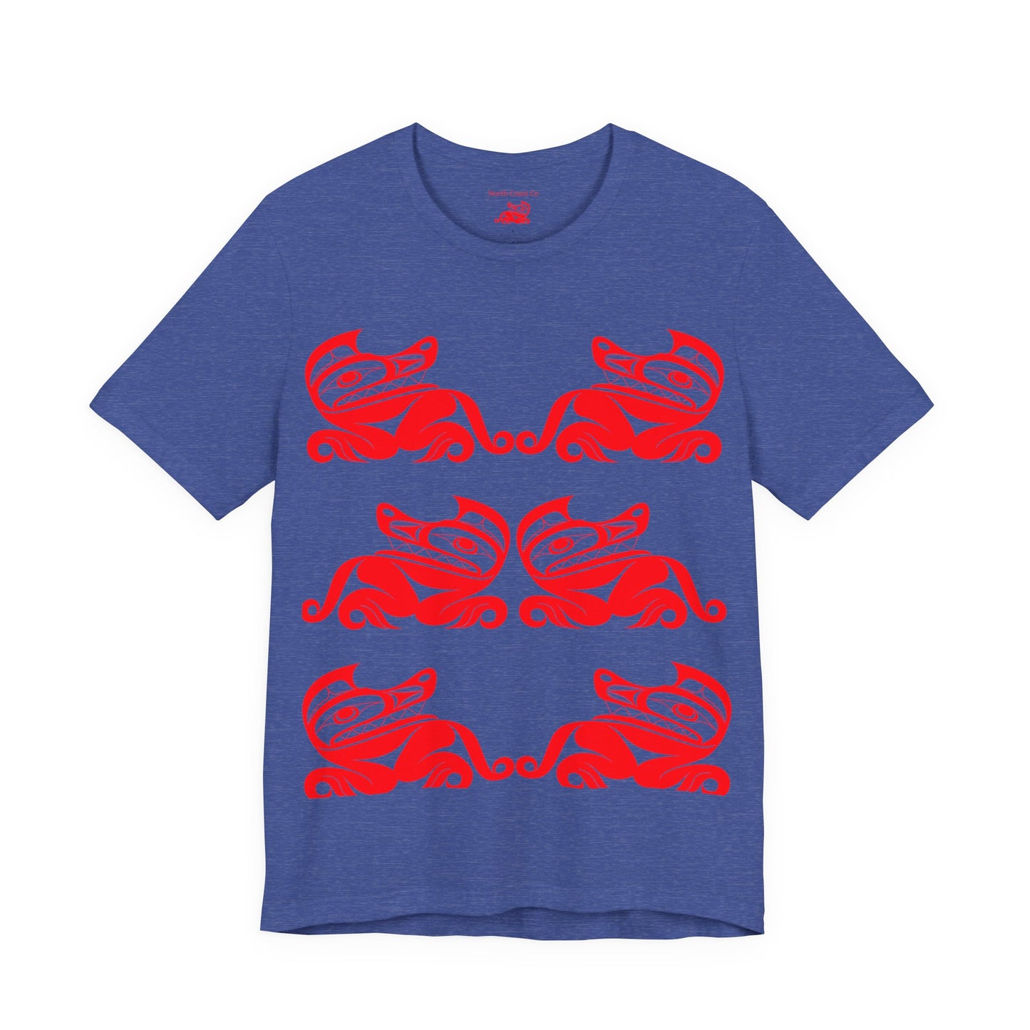 Unisex T-Shirt with red“Twin Wolves” design by Joshua Watts