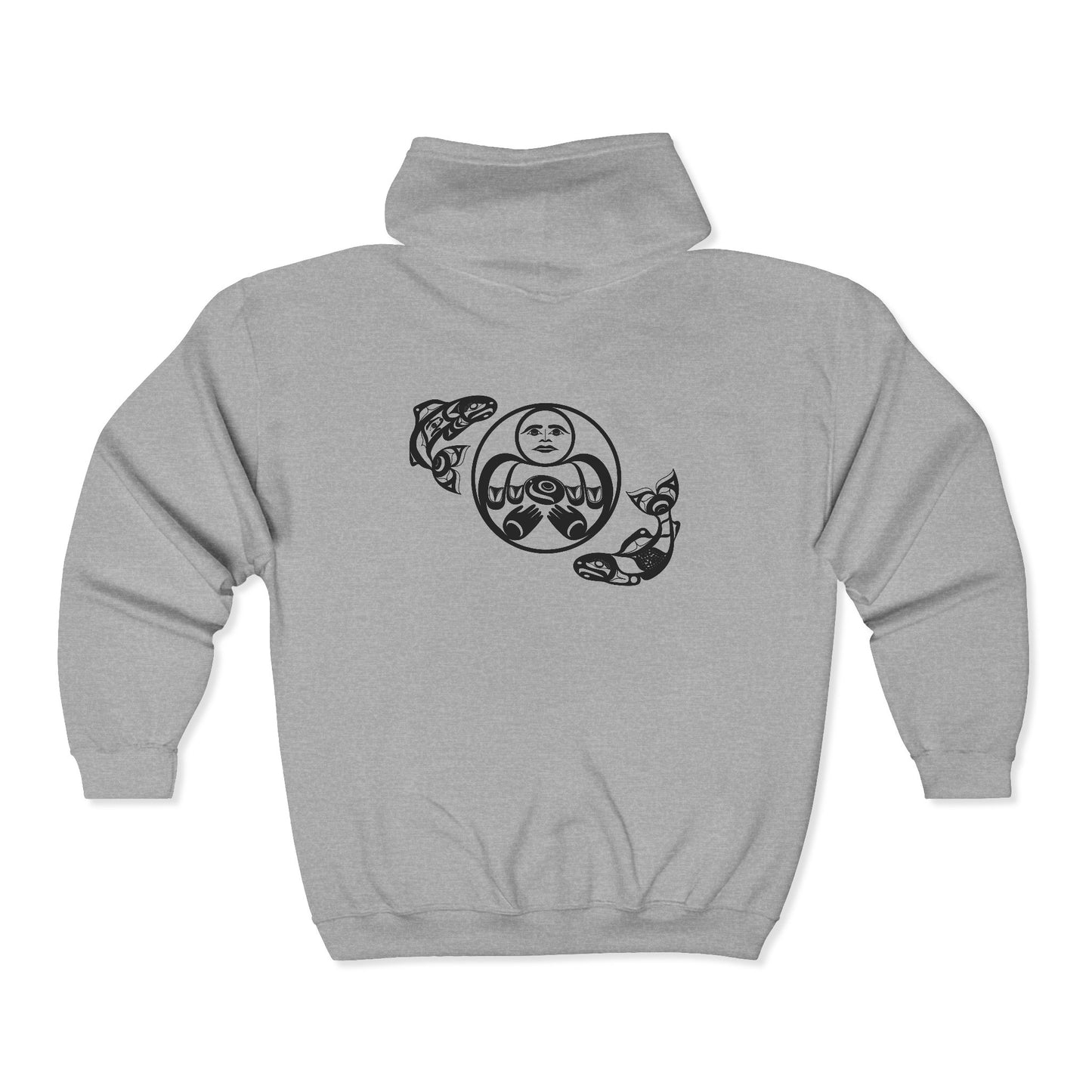 Unisex Zip Hoodie with “Hishuk’ish Tsawak” design by Joshua Watts
