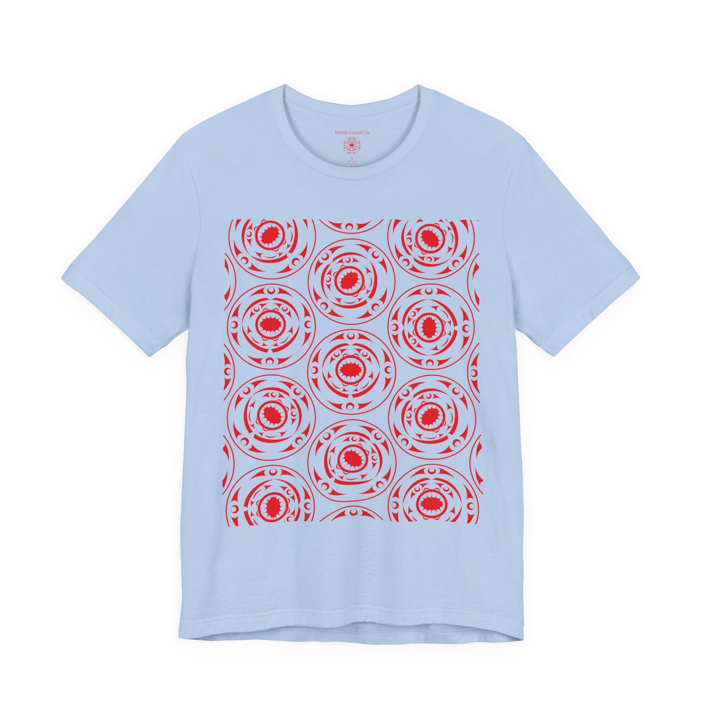 Unisex T-Shirt with red “Life and Death” pattern design by Joshua Watts